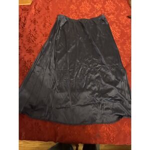 Vintage Vanity Fair Blue Long Half Slip Lace Trim Size L Made In USA